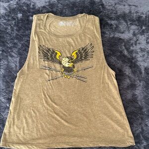 Graphic Eagle Print Crop Top - Olive